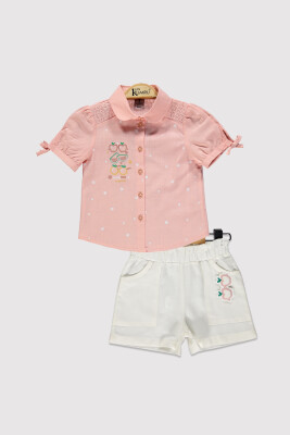 Girl Apple Printed Shirt Set 2-5Y Kumru Bebe 1075-4305 - 4