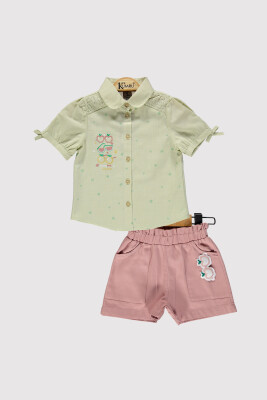 Girl Apple Printed Shirt Set 2-5Y Kumru Bebe 1075-4305 - 5