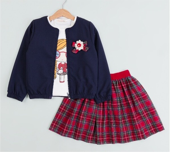 Girl Plaid Skirt Jacket Set 5-8Y BabyRose 1002-4881 - 2