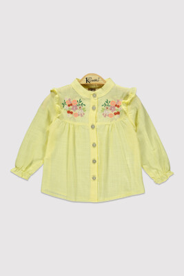 Girl Stand Collar Embroidered Shirt 2-5Y Kumru Bebe 1075-4249 - 1