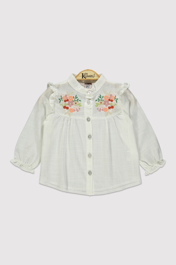 Girl Stand Collar Embroidered Shirt 2-5Y Kumru Bebe 1075-4249 - 3