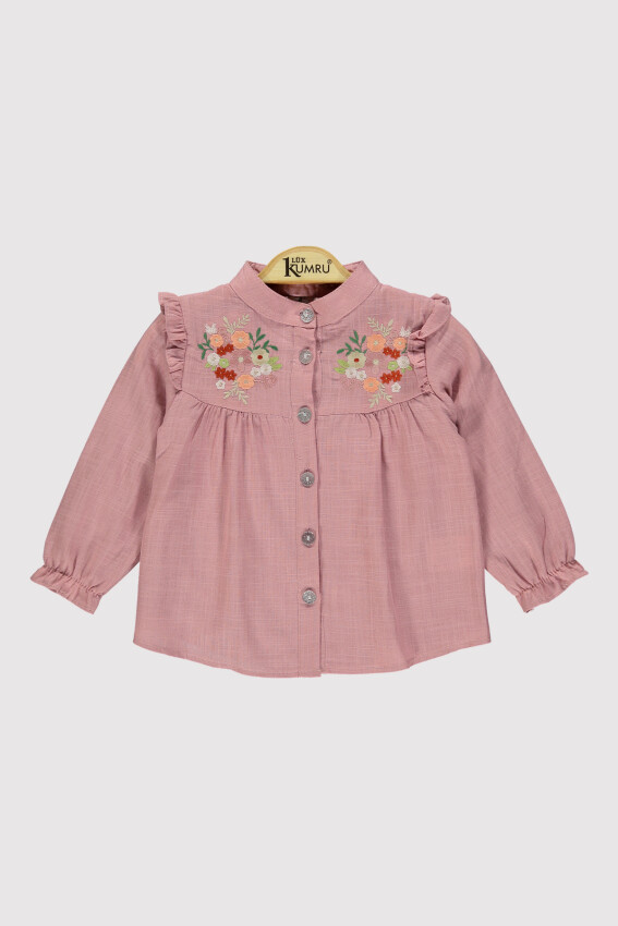 Girl Stand Collar Embroidered Shirt 2-5Y Kumru Bebe 1075-4249 - 6