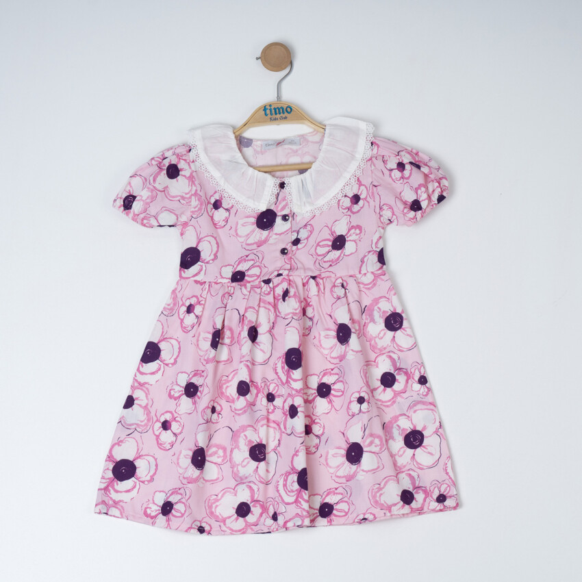 Girl White Collar Floral Dress 2-5Y Timo 1018-TK5DÜ042255102 - 2