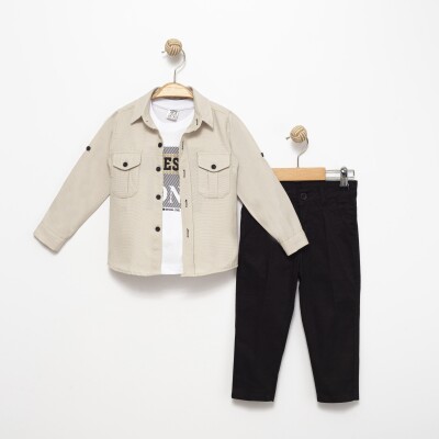 Long Sleeve T-Shirt 3-Piece Set 2-5Y Terry 1036-7221 Бежевый 