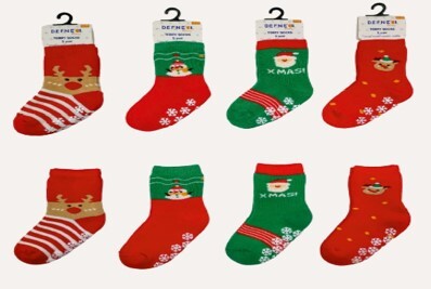 Wholesale 12pcs Unisex Kids Christmas Towel Socks 3-4Y Defne 1064-DFN1H-U001-24(3-4Y) - 1