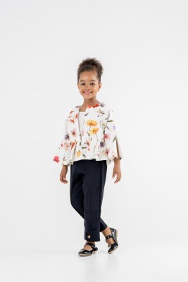 Wholesale 2-Piece Girls Blouse and Pants Set 3-7Y Moda Mira 1080-7102 Темно-синий