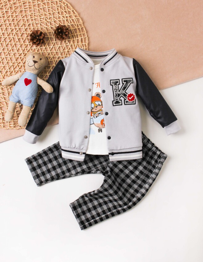 Wholesale 3-Piece Baby Boys Tracksuit Set 9-24M Kidexs 1026-90101 - 1