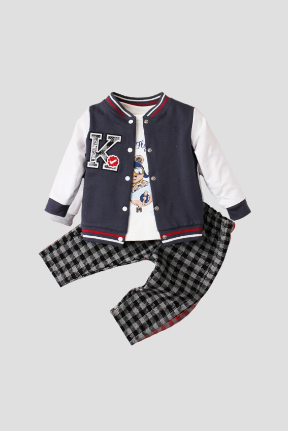 Wholesale 3-Piece Baby Boys Tracksuit Set 9-24M Kidexs 1026-90101 - 4