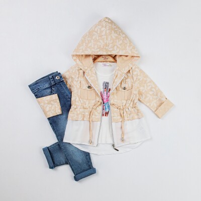 Wholesale 3-Piece Girls Jacket Body and Denim Pants 2-6Y Miss Lore 1055-5516 Жёлтый 