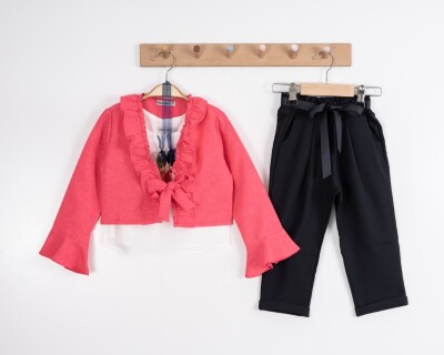 Wholesale 3-Piece Girls Ruffle Bolero Pants and Blouse 3-7Y Moda Mira 1080-7100 - 2