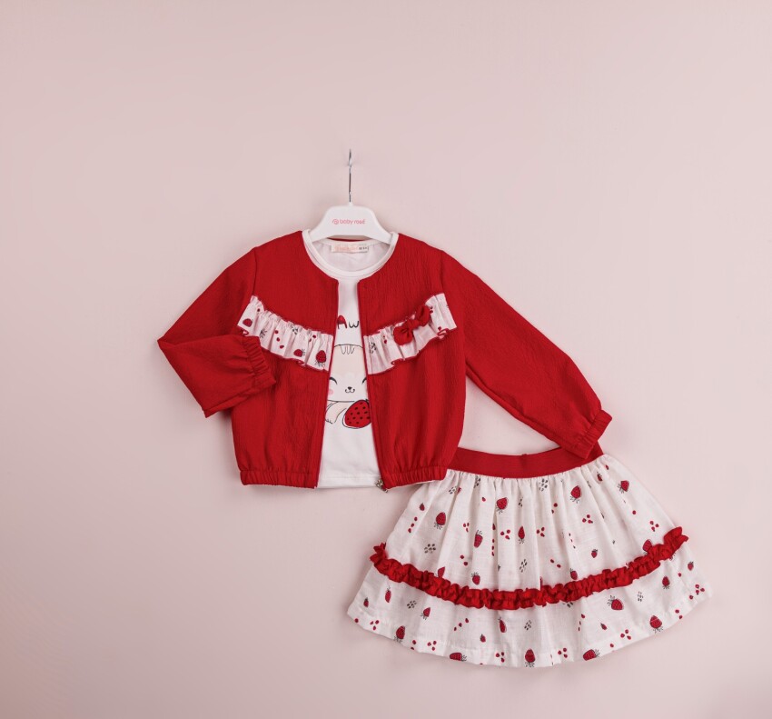 Wholesale 3-Piece Girls Skirt Set with T-Shirt and Jacket 1-4Y BabyRose 1002-4065 - 1