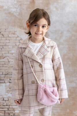 Wholesale Baby Girl Plaid Coat with Bag Accessories 9-48M Mininio 2062-252M2PRI22 - Mininio