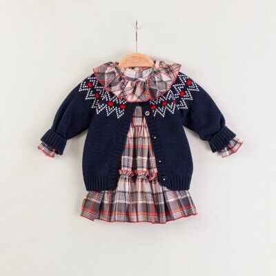 Wholesale Baby Girls 2-Piece Dress and Cardigan Set 9-24M Babymuz 2009-5123 Темно-синий