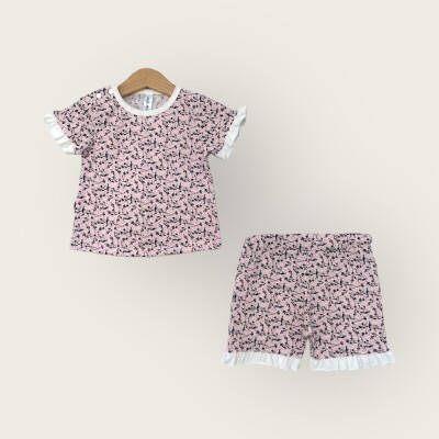 Wholesale Baby Girls 2-Piece T-Shirt and Shorts Set 6-18M Algiy Mini 2047-2822TK Розовый 