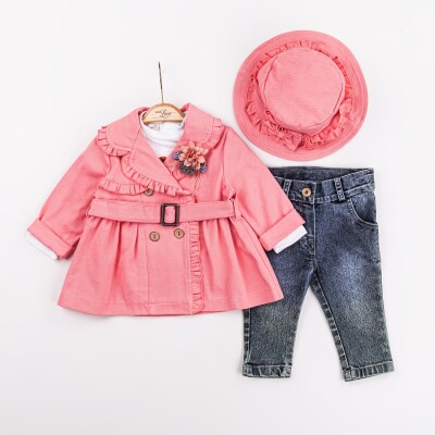 Wholesale Baby Girls 4-Piece Jacket, T-Shirt, Hat and Pants Set 9-24M Miss Lore 1055-5618 Пурпурный 