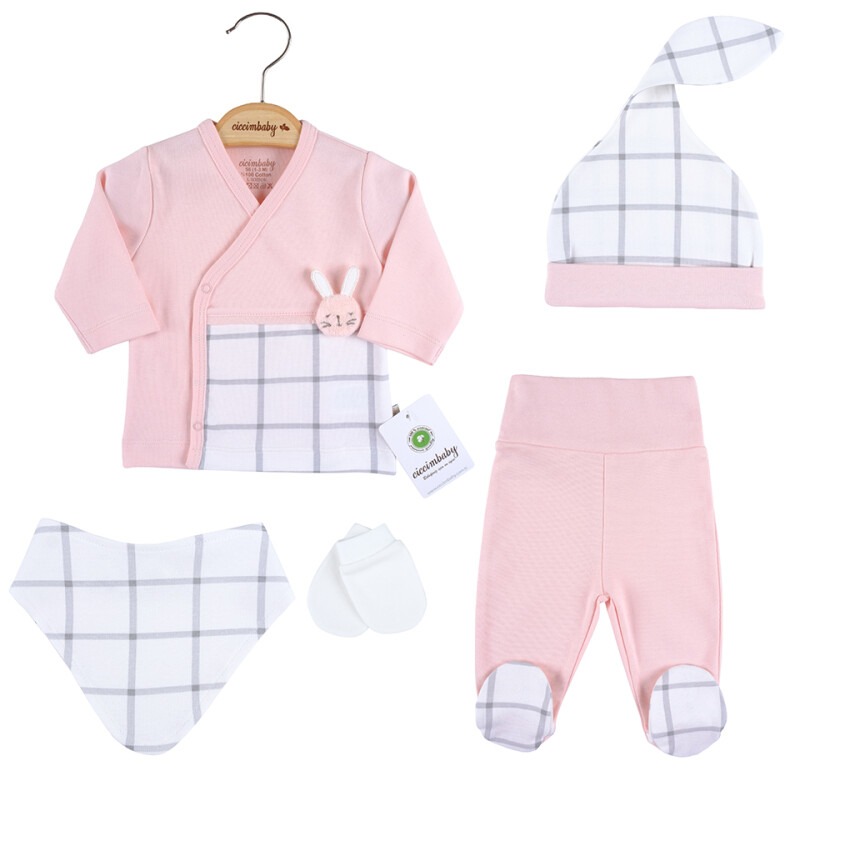 Wholesale Baby Girls 5-Piece Newborn Set 0-3M Ciccimbaby 1043-4867 - 1