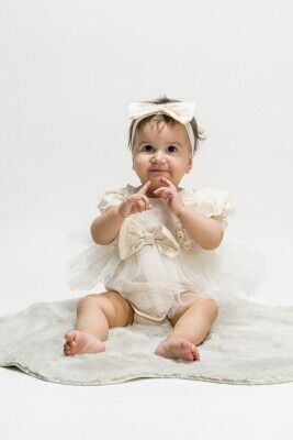 Wholesale Baby Girls Tulle Rompers 3-12M Wecan 1022-23138 Экрю