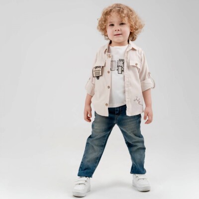 Wholesale Boy 3 Pieces Shirt T-shirt Torusers Set Suit 1-4Y Cool Exclusive 2036-22726 - 1