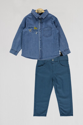 Wholesale Boys 2-Piece Denim Shirts and Pants Set 2-5Y Kumru Bebe 1075-4048 Индиговый 