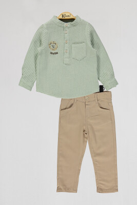 Wholesale Boys 2-Piece Shirt and Pants Set 2-5Y Kumru Bebe 1075-4055 Мятно-зеленый