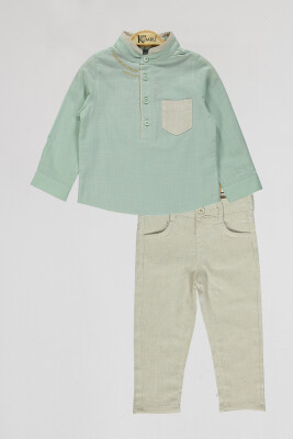 Wholesale Boys 2-Piece Shirt and Pants Set 2-5Y Kumru Bebe 1075-4107 Мятно-зеленый