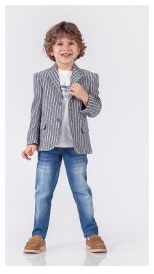 Wholesale Boys 3-Piece Jacket T-Shirt and Jeans Set 1-4Y Lemon 1015-9816 - 3