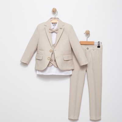 Wholesale Boy's Jacket and Vest Suit Set 7-10Y Terry 1036-5797 Кремовый цвет 