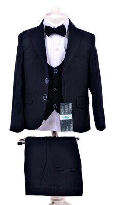 Wholesale Boys Suit Set with Jacket Vest Pants Shirt 5-8Y Terry 1036-5401 Темно-синий