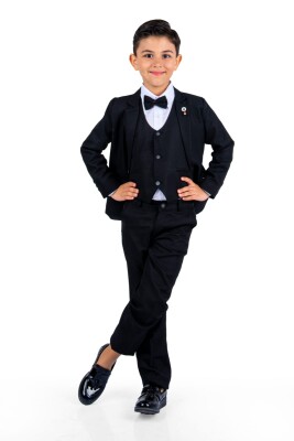 Wholesale Boys Suit Set with Jacket Vest Pants Shirt 6-9Y Terry 1036-2840 Чёрный 