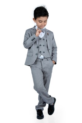 Wholesale Boys Suit Set with Jacket Vest Pants Shirt 6-9Y Terry 1036-2840 Серый 