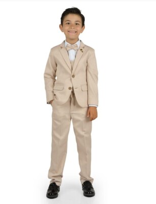 Wholesale Boys Suit Set with Jacket Vest Pants Shirt 6-9Y Terry 1036-2840 Кремовый цвет 