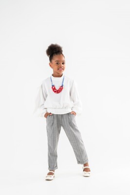 Wholesale Girl Trousers and Bluz Set Suit 3-7Y Moda Mira 1080-7120 Кремовый цвет 