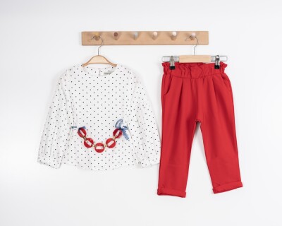 Wholesale Girls 2-Piece Blouse and Pants Set 3-7Y Moda Mira 1080-7025 Экрю