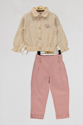 Wholesale Girls 2-Piece Shirt and Pants Set 2-5Y Kumru Bebe 1075-4056 - Kumru Bebe