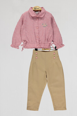 Wholesale Girls 2-Piece Shirt and Pants Set 2-5Y Kumru Bebe 1075-4056 Пыльная роза