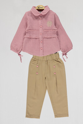 Wholesale Girls 2-Piece Shirt and Pants Set 2-5Y Kumru Bebe 1075-4069 Пыльная роза