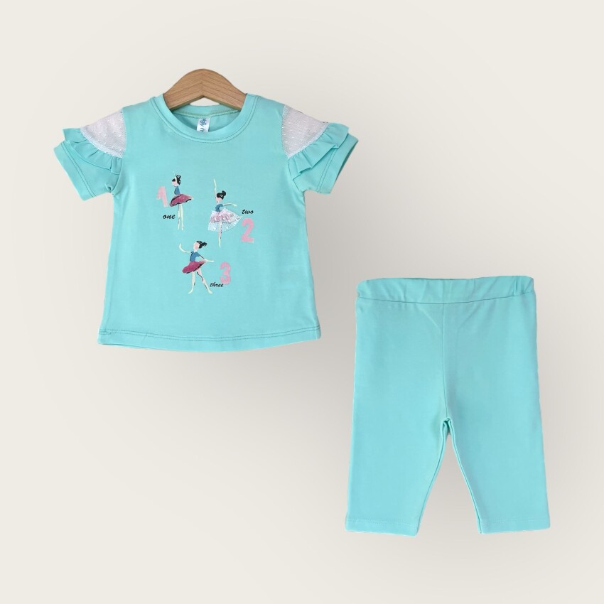 Wholesale Girls 2-Piece T-Shirt and Capri Set 1-4Y Algiy Mini 2047-3310TK - 6