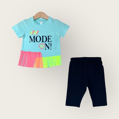 Wholesale Girls 2-Piece T-Shirt and Capri Set 1-4Y Algiy Mini 2047-3510TK Мятно-зеленый