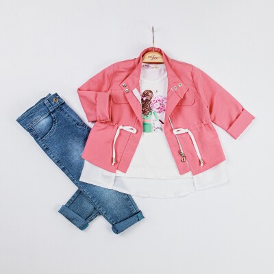 Wholesale Girls 3-Piece Jacket, Badi and Denim Pants Set 2-6Y Miss Lore 1055-5517 - Miss Lore