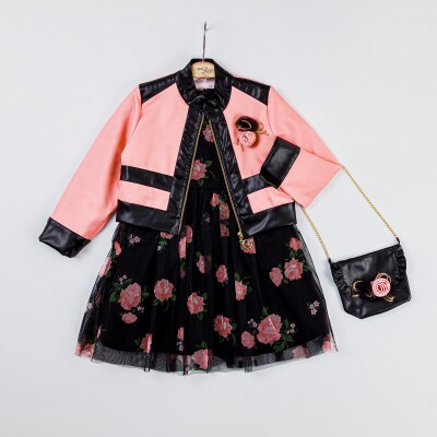 Wholesale Girls 3-Piece Jacket, Dress and Bag Set 2-6Y Miss Lore 5317 Miss Lore 1055-5317 Розовый 