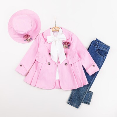 Wholesale Girls 3-Pieces Jacket, T-shirt and Denim Pants Set 2-6Y Miss Lore 1055-5607 - Miss Lore (1)