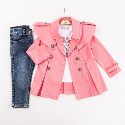 Wholesale Girls 3-Pieces Jacket, T-shirt and Pants Set 2-6Y Miss Lore 1055-5614 Киноварь