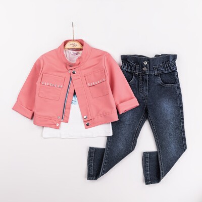 Wholesale Girls 3-Pieces Jacket, T-shirt and Pants Set 2-6Y Miss Lore 1055-5620 Киноварь