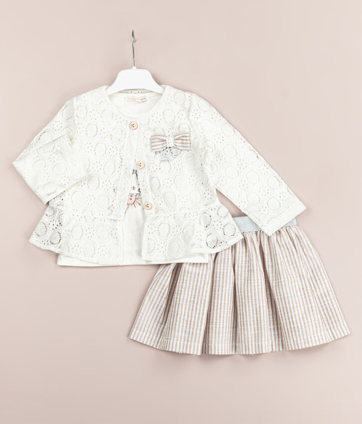 Wholesale Girls 3-Pieces Jacket, T-shirt and Skirt Set 1-4Y BabyRose 1002-4535 - 1