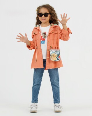 Wholesale Girl's 4-Piece Bag, Jacket, T-Shirt and Denim Pants Set 2-6Y Miss Lore 1055-53 - Miss Lore