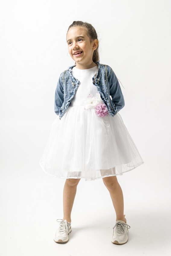 Wholesale Girls Denim Jacket 6-9Y Wecan 1022-23403 - 1