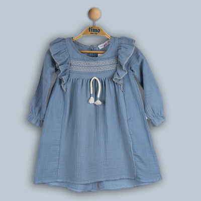 Wholesale Girls Dress 2-5Y Timo 1018-TK4DÜ082241872 Льдисто-голубая