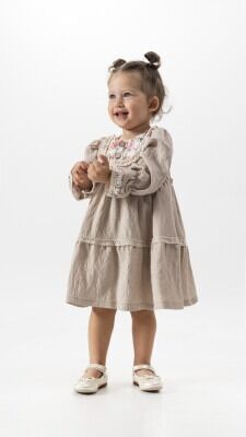 Wholesale Girls Dress 2-5Y Wecan 1022-23165 Каменный цвет