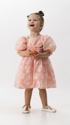 Wholesale Girls Dress 2-5Y Wecan 1022-23323 Лососевый цвет