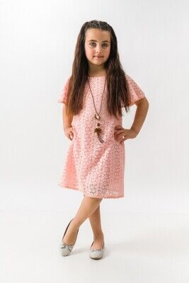 Wholesale Girls Dress 6-9Y Wecan 1022-23334 Лососевый цвет